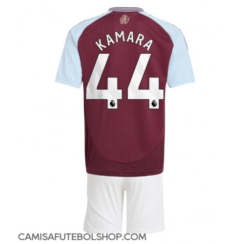 Camisa de time de futebol Aston Villa Boubacar Kamara #44 Replicas 1º Equipamento Infantil 2024-25 Manga Curta (+ Calças curtas)